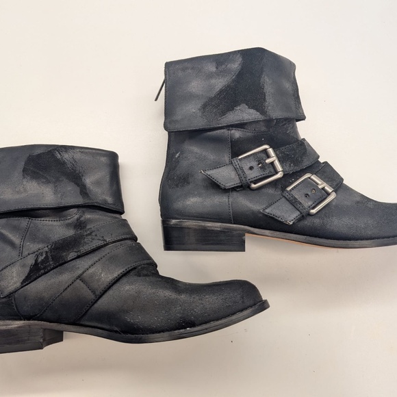 Kors Michael Kors Black Leather Buckle Boots Booties size 10 - Picture 2 of 8